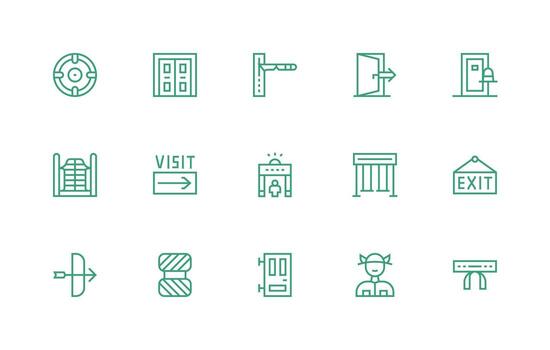 Exit Visual Pack containing 15 Regular Line Icons Sharp Icons for Presentations vector