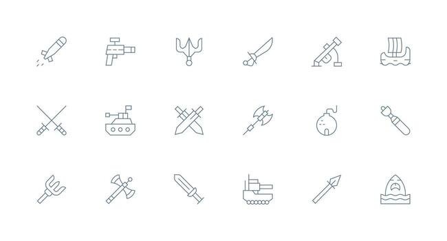 Attack Icon Collection with 18 Minimal Line Designs Sharp Icons for Presentations vector