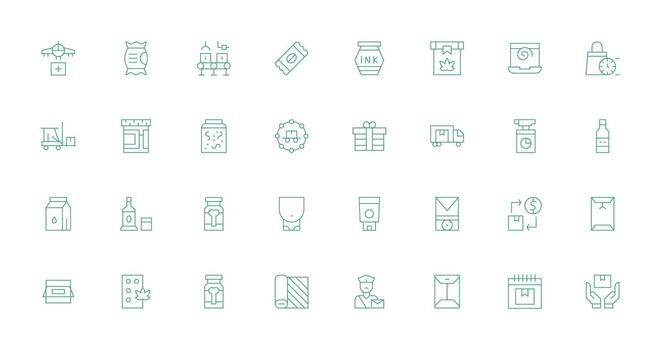 Package Visual Pack containing 32 Thin Line Icons Clean Icon Collection for Web Use vector
