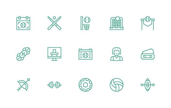 Sporting featuring 15 Icons in Regular Line Design Organized Pack for Project Assets vector
