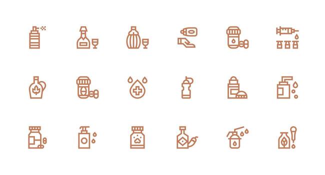 botella icono colección con 18 fuerte carrera línea diseños escalable íconos para multiplataforma interfaces vector