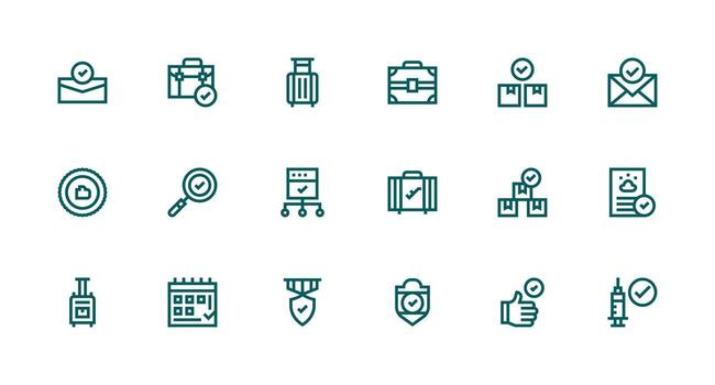 Strong Stroke Line Style Checked Icons with 18 Vectors Sharp Icons for Presentations