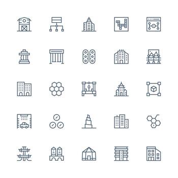 25 medio carrera contorno estilo íconos desde estructura colección simplificado icono paquete para visual herramientas vector