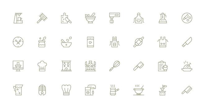 Thin Line Icons from Preparation Set with 32 Vectors Simplified Icon Pack for Visual Tools