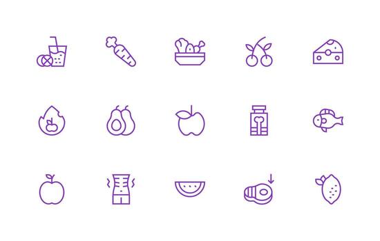 15 Icons for Diet in Regular Line Format Professional Icon Pack for Development Work vector