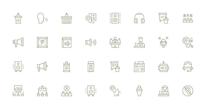 Thin Line Style Speaker Icons with 32 Vectors Scalable Icons for All Themes