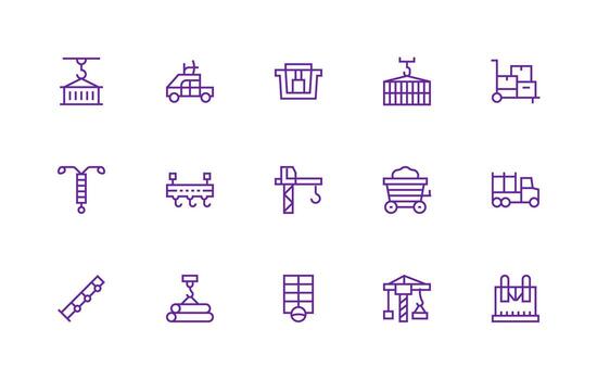 Regular Line Icons from Load Set with 15 Vectors Icon Set