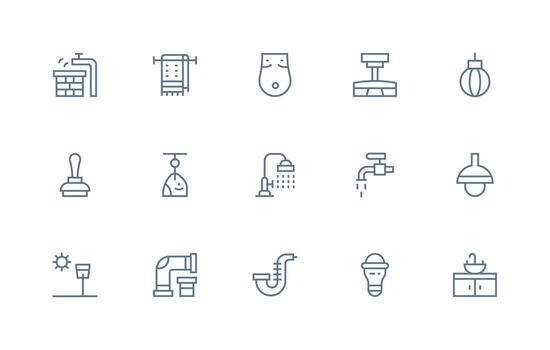 15 Icons for Fixture in Regular Line Format Fully Editable Icon Set for Web vector