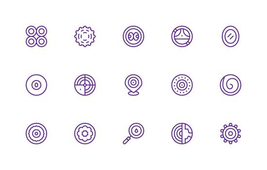 Concentric Set with 15 Regular Line Icons Multi-Purpose Icon Set vector