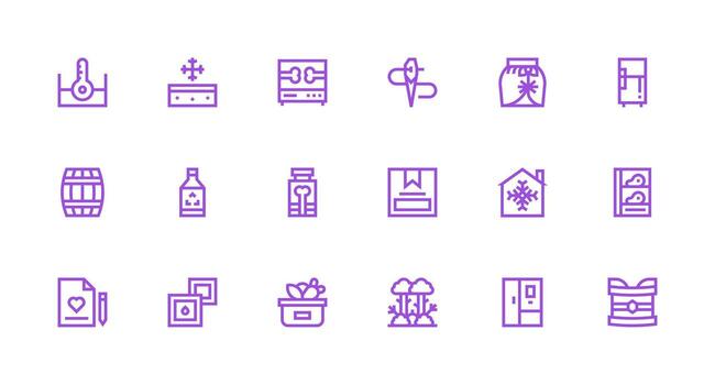 18 Strong Stroke Line Icons for Preservation Graphics UI and UX Focused Icon Collection vector