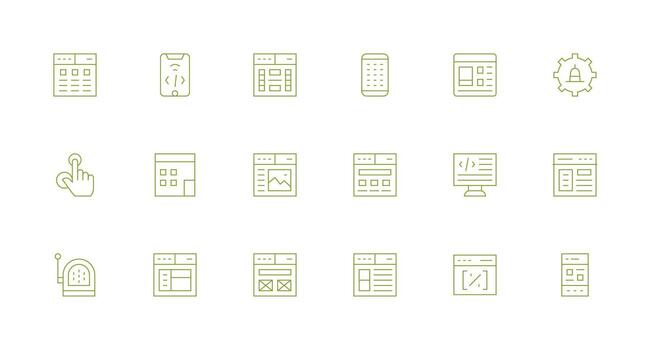 18 íconos para sensible en mínimo línea formato icono conjunto vector