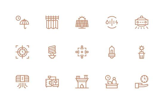 eficiente presentando 15 íconos en regular línea diseño compacto icono paquete vector