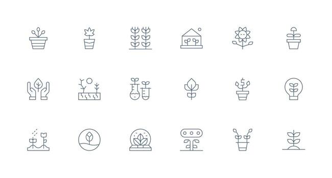 Seedling Icon Set with 18 Minimal Line Graphics Design Ready Icon Set for Teams vector