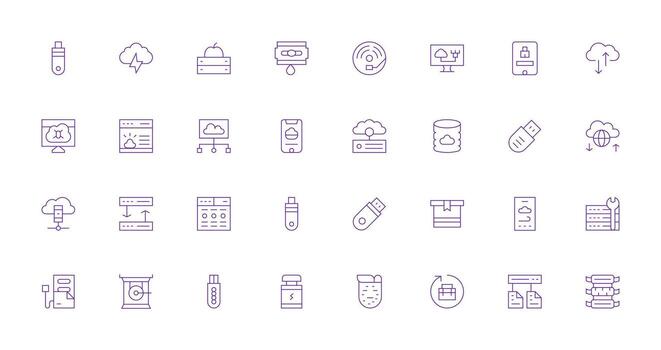 Backup Set with 32 Thin Line Icons Multi-Purpose Icon Pack for Templates vector
