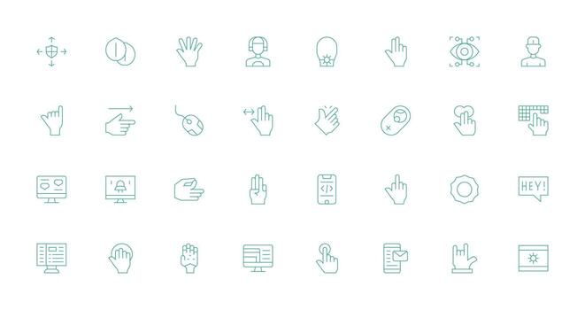 ui icono conjunto con 32 Delgado línea gráficos ui y ux enfocado icono colección vector