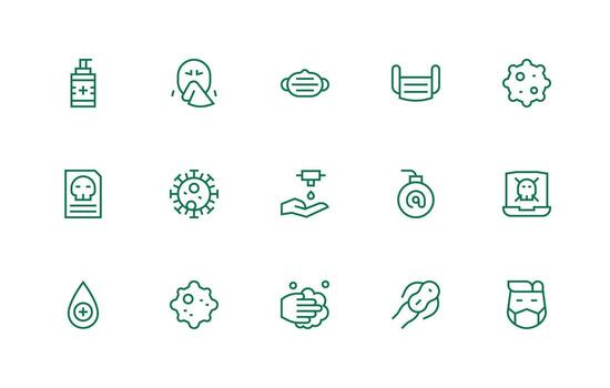 15 Regular Line Designs for Virus Icons Clean Icon Set Icon Pack for UI Projects vector