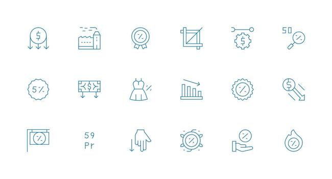 Reduction featuring 18 Icons in Minimal Line Design Scalable Icon Pack vector