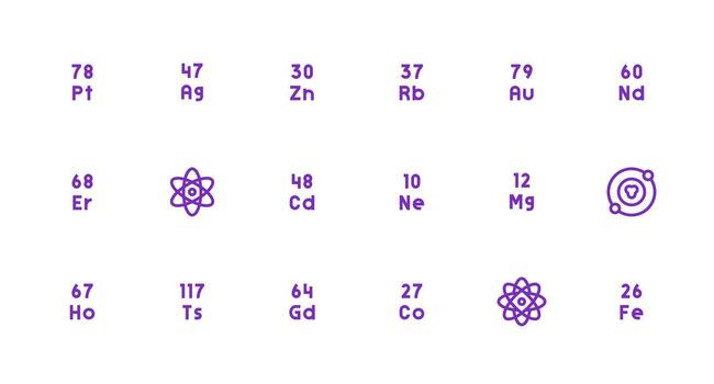 18 Icons for Periodic Table in Strong Stroke Line Format Quick Access Icons for UI Development vector