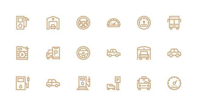 Strong Stroke Line Icons from Motor Vehicle Set with 18 Vectors Neat Icon Set