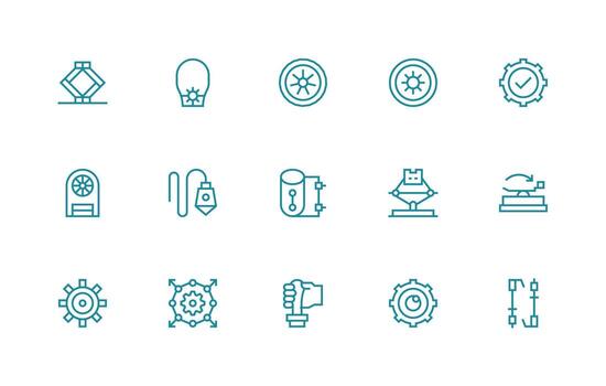 mecanismo diseño íconos presentando 15 en regular línea estilo icono paquete para ui vector