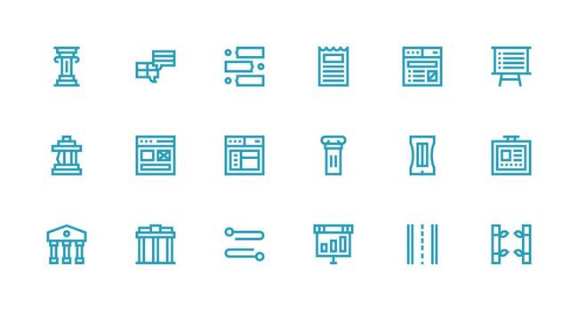 18 Icons for Column in Strong Stroke Line Format Reliable Icons for All Interfaces vector