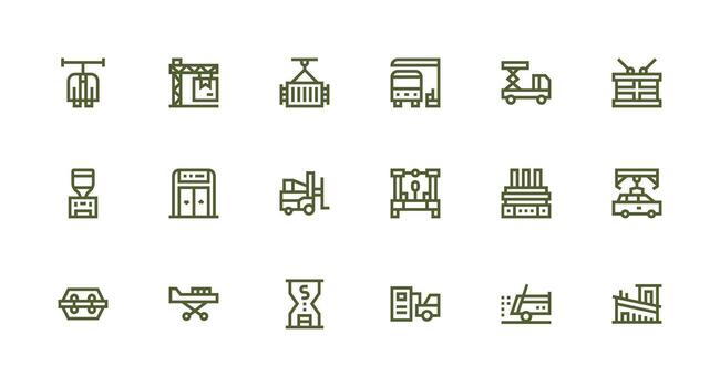 Strong Stroke Line Icons from Unloading Set with 18 Vectors Icon Set for Web