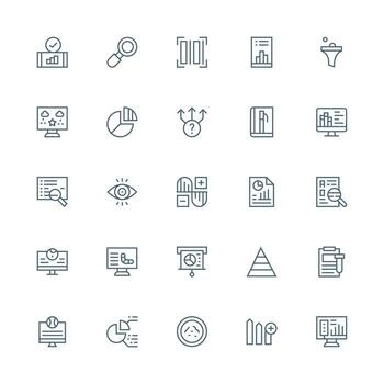 Medium Stroke Outline Icons from Data Analysis Set with 25 Vectors Flexible Icon System for Web Interfaces