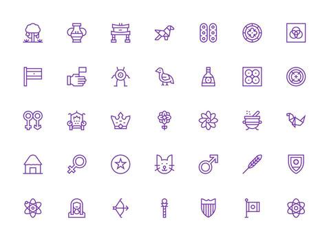 Symbolism Icon Collection with 35 Regular Clean Line Designs Balanced Icon Set for Functional Design vector