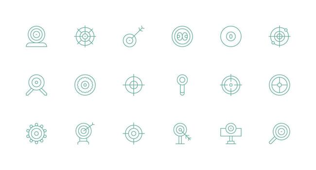 18 Minimal Line Style Icons from Bullseye Collection Minimal Icon Set for Interface Projects vector