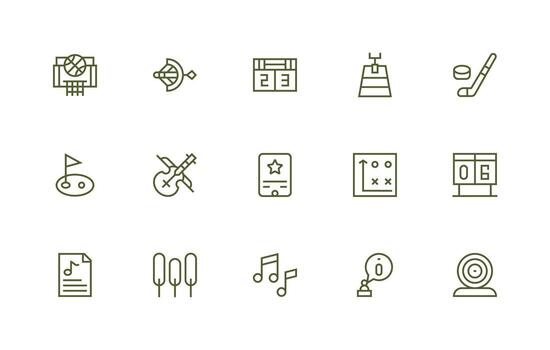 Score Icon Set with 15 Regular Line Graphics Icons Built for Visual Consistency Pack vector