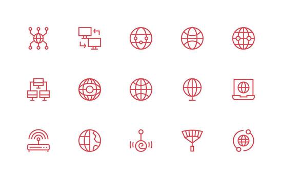 15 Icons for Network Connection in Regular Line Format High-Quality Icon Pack vector