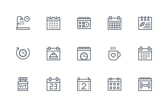 Daily Icon Collection with 15 Regular Line Designs Multi-Purpose Icon Set vector