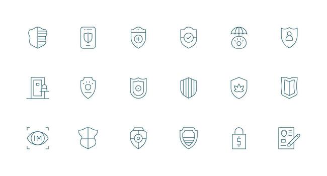 Safeguard Icon Set with 18 Minimal Line Graphics Interface Icon Collection vector