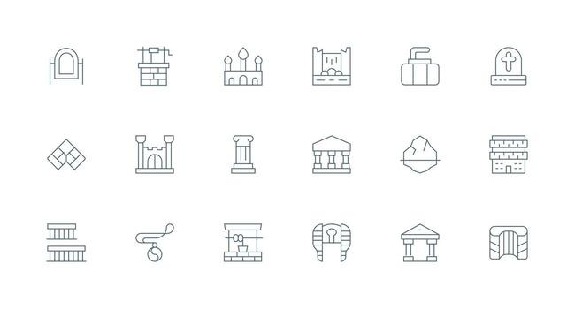 Stone Icon Set with 18 Minimal Line Graphics Interface Icon Collection vector