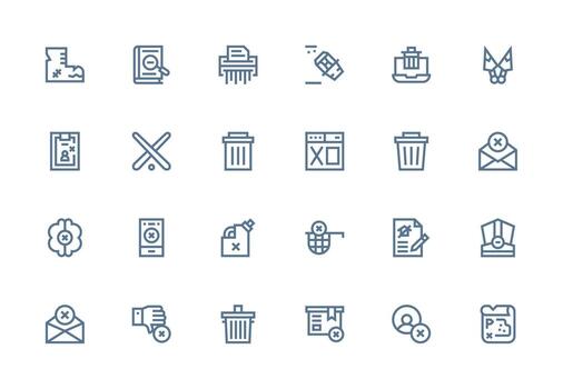 Delete Icon Collection with 24 Thick Line Line Designs Clear and Concise Icon Set Collection vector