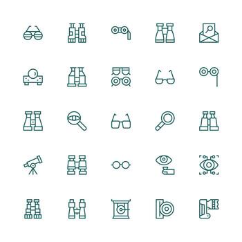 Optical Icon Collection with 25 Medium Stroke Outline Designs Clean Icon Collection for Web Use vector