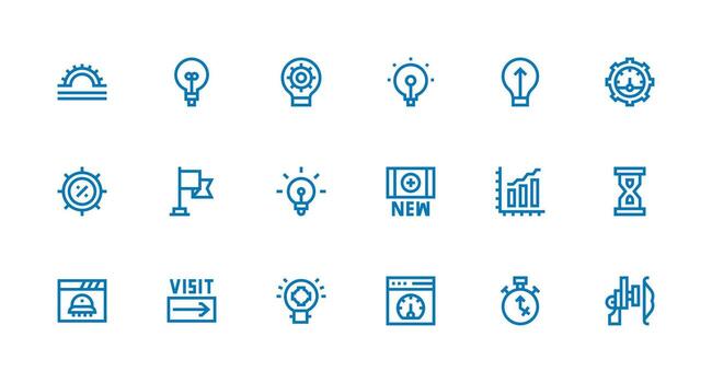 18 Strong Stroke Line Designs for Progress Indicator Icons Simplified Icon Pack for Visual Tools vector