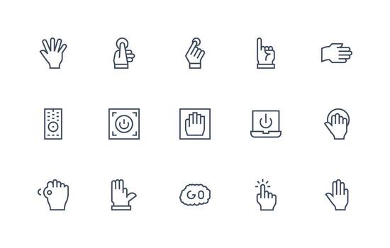 15 íconos para activar en regular línea formato interfaz icono colección para diario proyectos vector