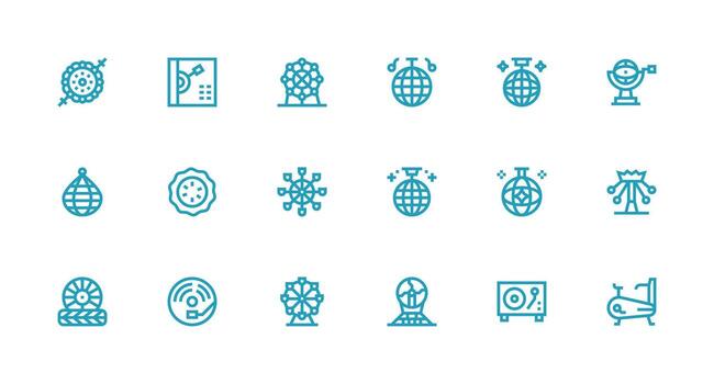 Strong Stroke Line Icons from Spinning Set with 18 Vectors Simplified Icon Pack for Visual Tools