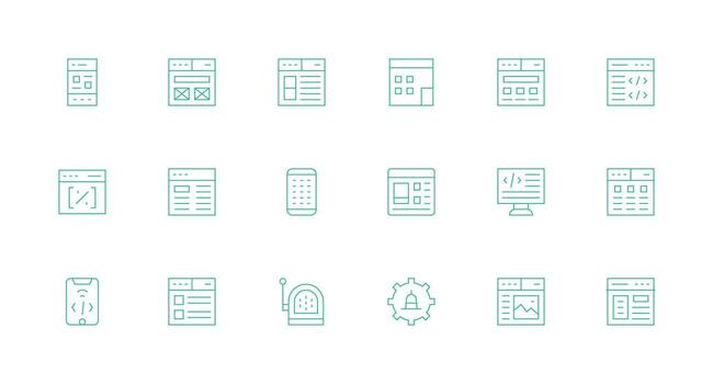 mínimo línea estilo sensible íconos con 18 vectores glifo icono serie