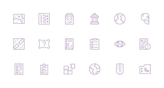 18 Minimal Line Style Icons from Incomplete Collection Icon Pack for Various Themes vector