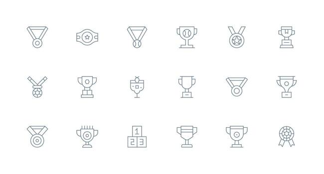 Minimal Line Style Second Place Icons with 18 Vectors Interface Icons for Daily Use