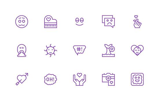 Emotion Icon Collection with 15 Regular Line Designs Interface Icon Collection vector
