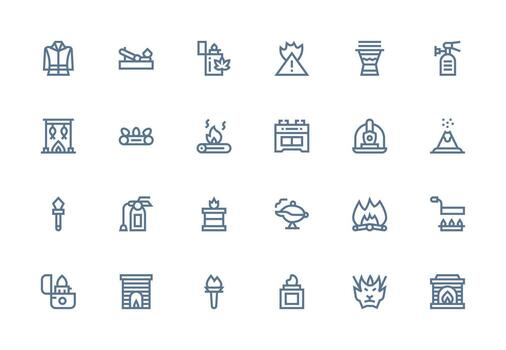 Fire featuring 24 Icons in Thick Line Line Design Clean Icon Set Icon Pack for UI Projects vector