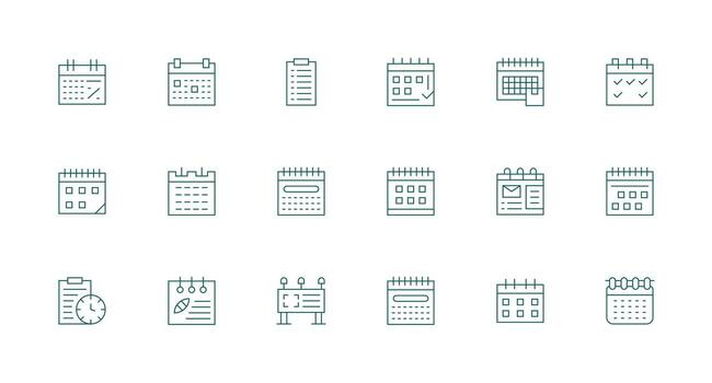 recordatorios icono colección con 18 mínimo línea diseños lleno icono biblioteca para ui diseñadores vector