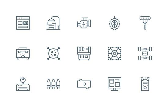 Component including 15 Regular Line Illustrations Reliable Icons for All Interfaces vector