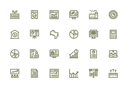 24 grueso línea línea íconos para grafico gráficos claro y conciso icono conjunto colección vector