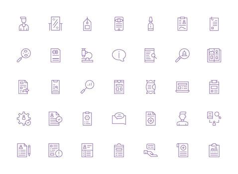 Light Line Style Details Icons with 35 Vectors Fully Editable Icon Set for Web