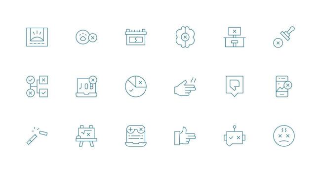 18 fallar íconos en mínimo línea estético equilibrado icono conjunto para funcional diseño vector