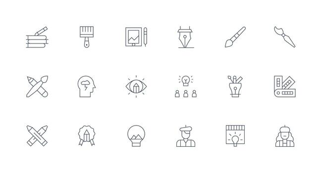 creativo incluso 18 mínimo línea ilustraciones limpiar icono conjunto icono paquete para ui proyectos vector